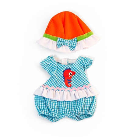 Miniland Educational Doll Clothes, Fits 12-5/8in Dolls, Warm Weather Romper/Hat Set 5005031642